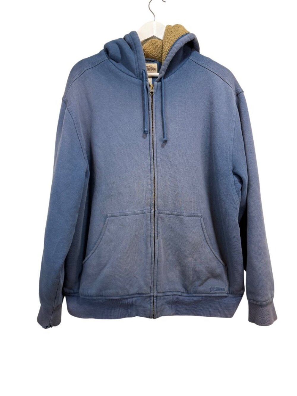 L.L. Bean Katahdin Iron Works Full Zip Hoodie Fleece Lined Faded Vintage Y2K Lg